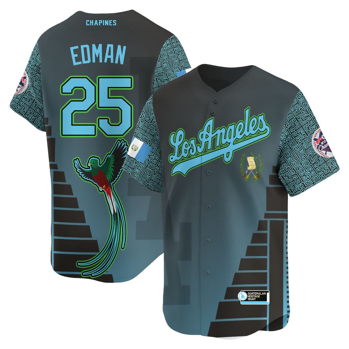 Los Angeles Dodgers Guatemalan Heritage Night Jersey - All Stitched