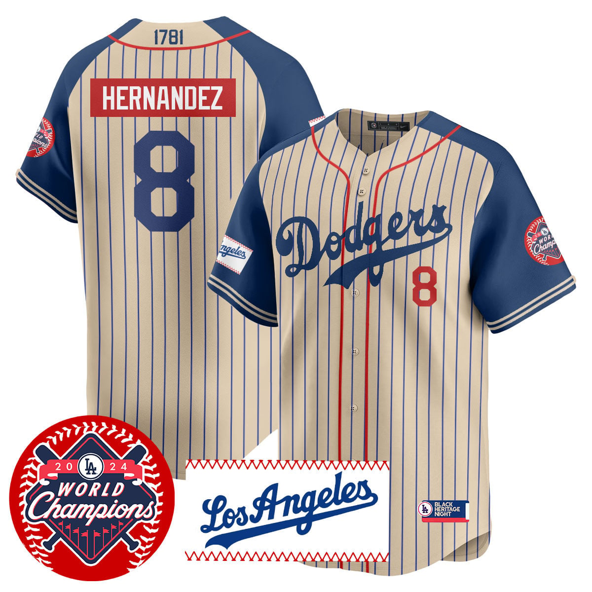 Los Angeles Dodgers Black Heritage Night Jersey - All Stitched