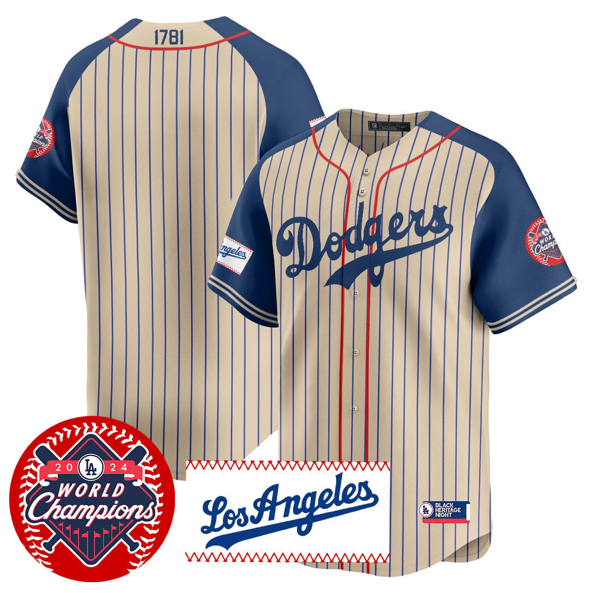Los Angeles Dodgers Black Heritage Night Jersey - All Stitched