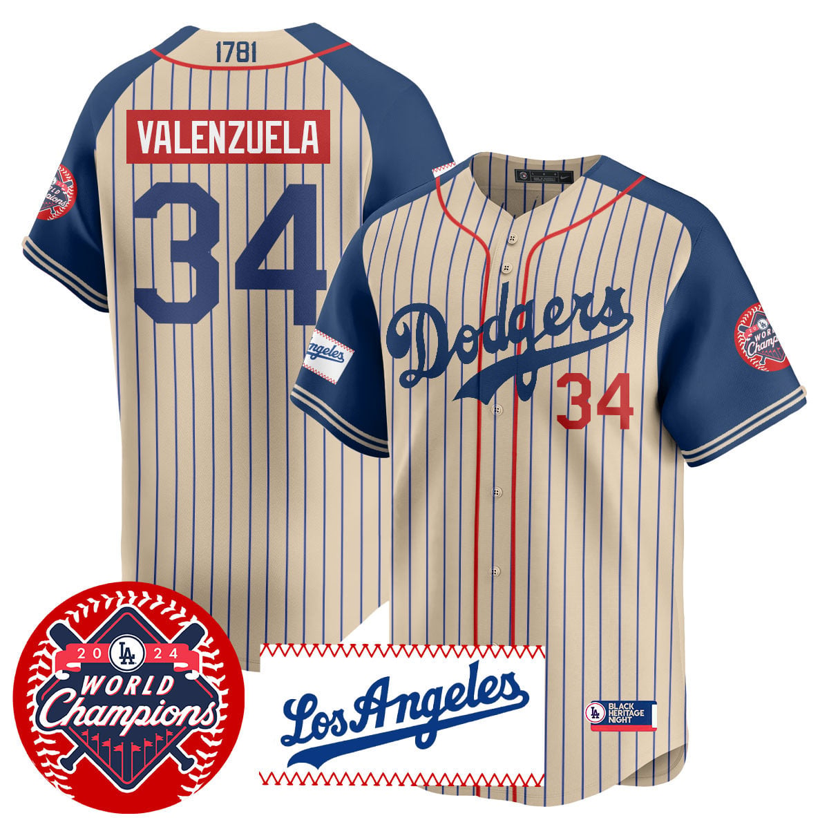 Los Angeles Dodgers Black Heritage Night Jersey - All Stitched