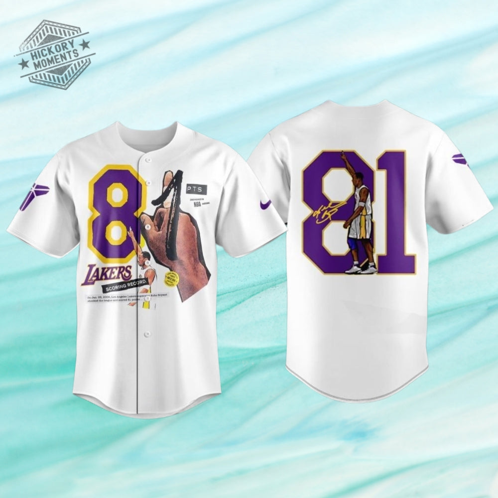 La Lakers 20Th Anniversary Of Kobe Bryant 81 Points 2026 White Baseball Jersey