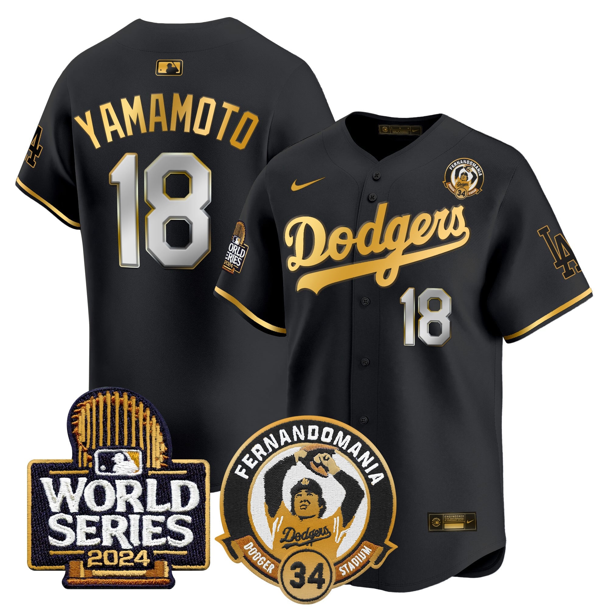 Men's Dodgers Fernando Valenzuela & 2024 World Series Patch Vapor Premier Limited Jersey V3 - All Stitched