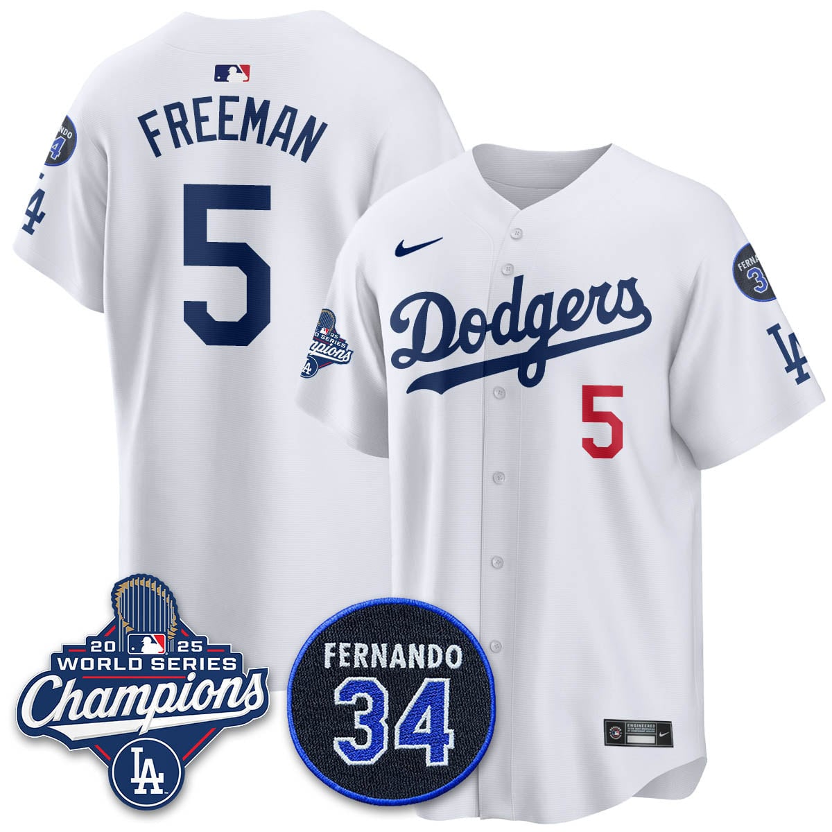 Los Angeles Dodgers 2025 World Series Champions Jersey - All Stitched