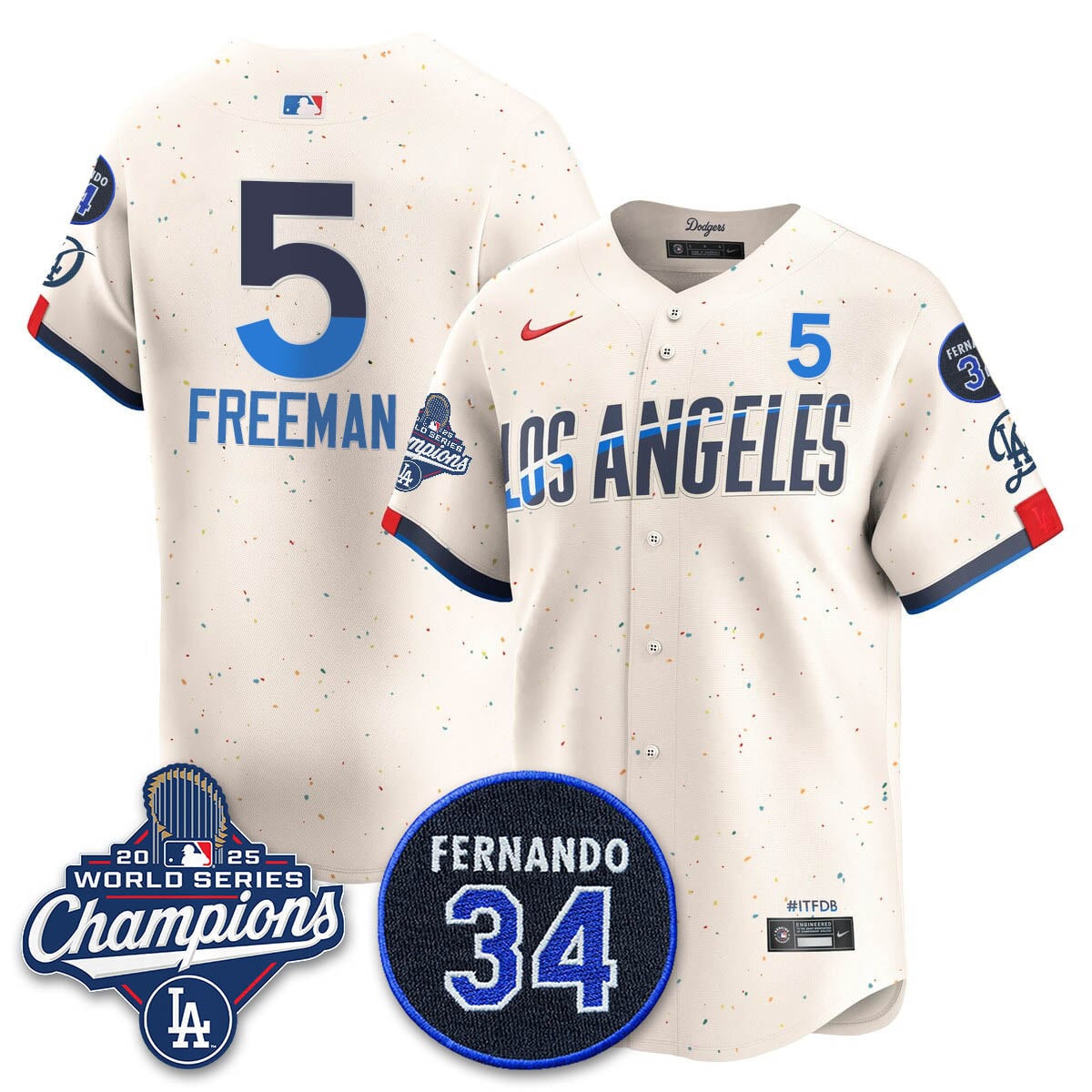 Los Angeles Dodgers 2025 World Series Champions Jersey - All Stitched
