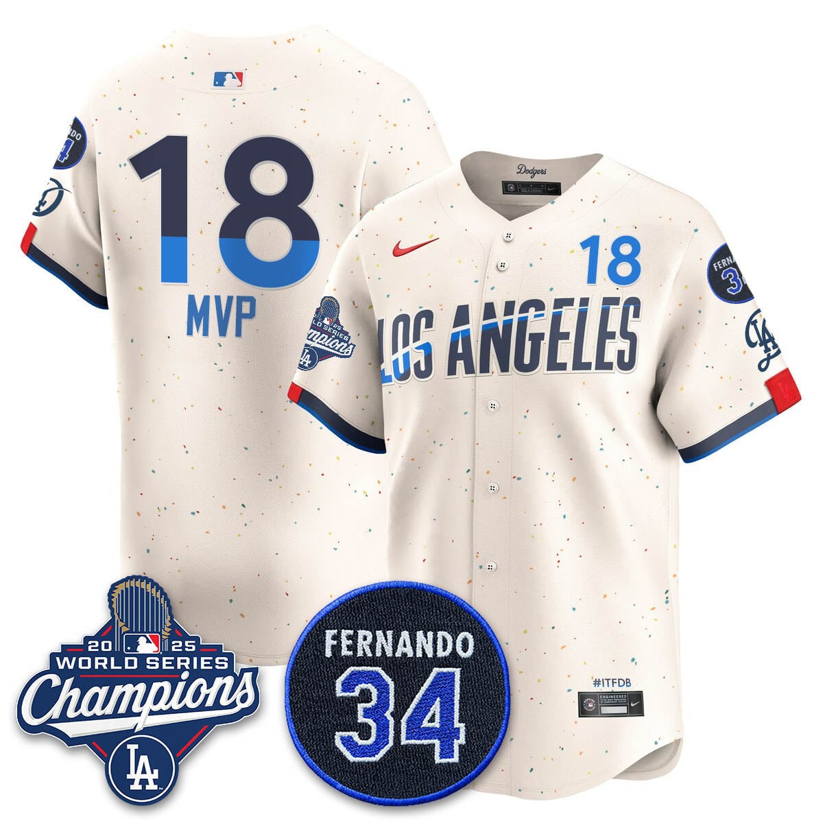 Los Angeles Dodgers 2025 World Series Champions Jersey - All Stitched