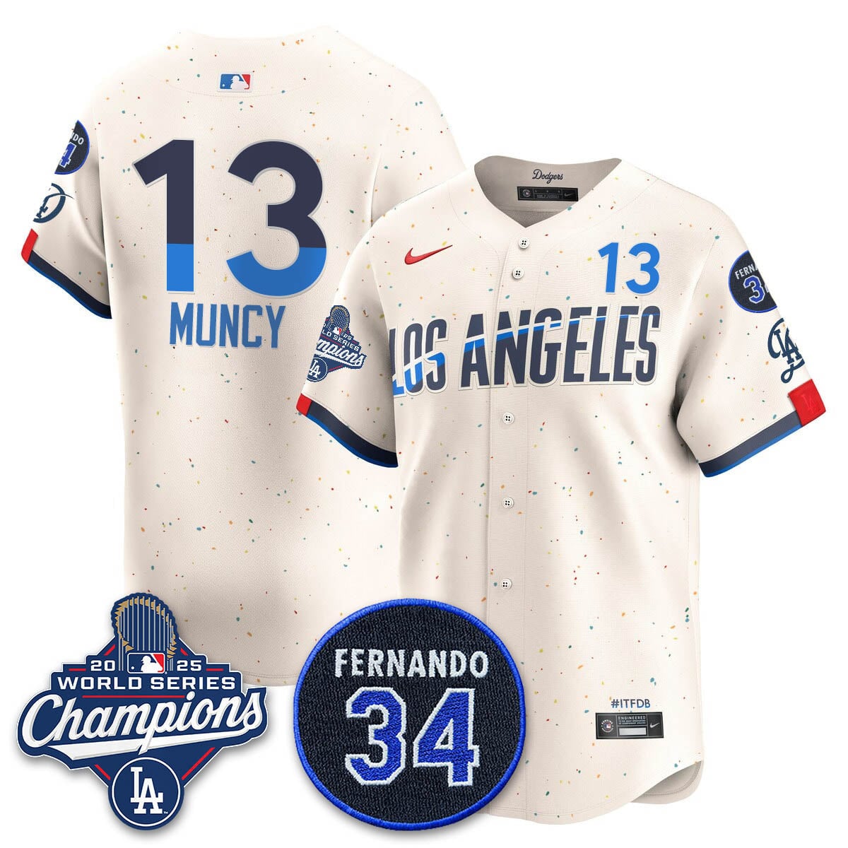 Los Angeles Dodgers 2025 World Series Champions Jersey - All Stitched