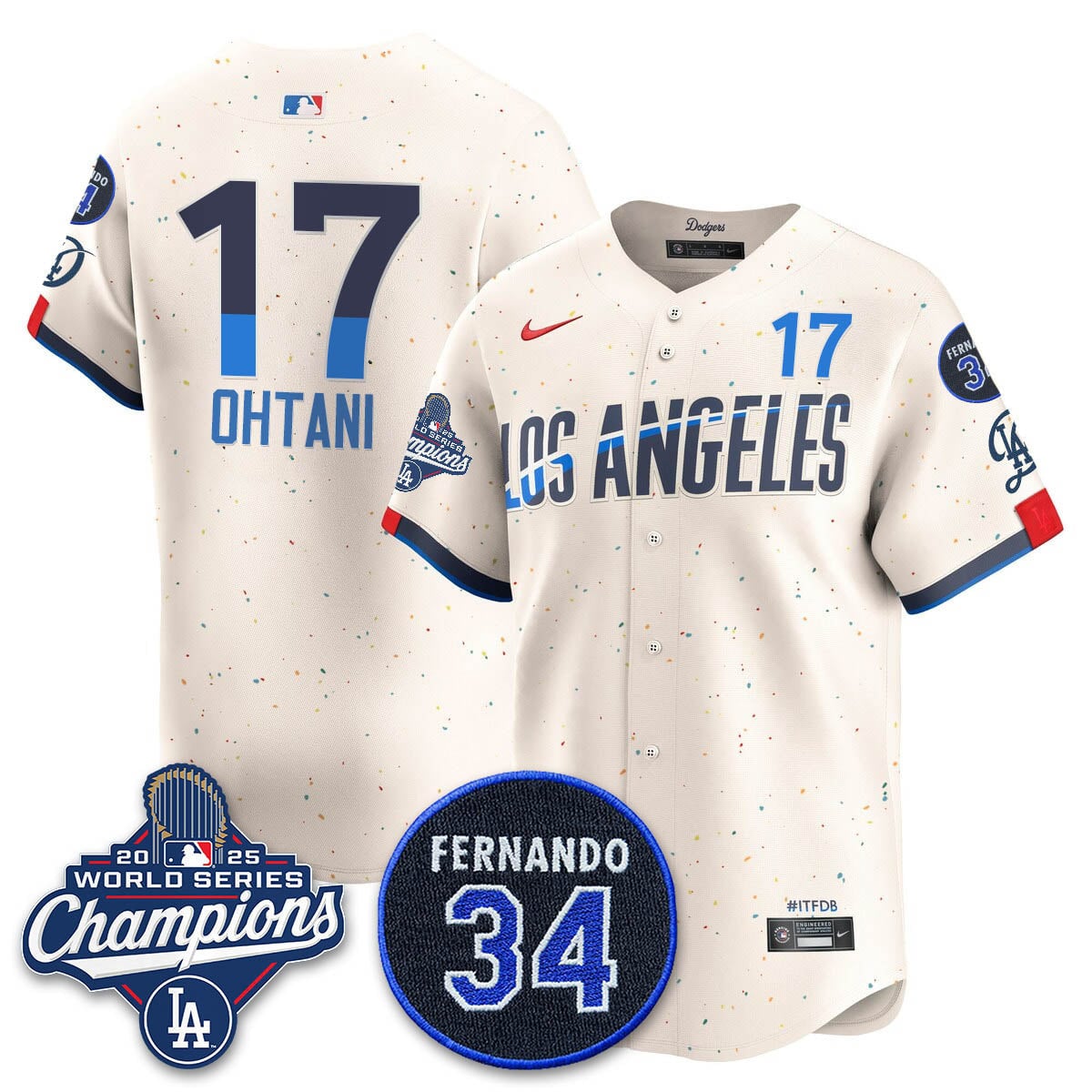 Los Angeles Dodgers 2025 World Series Champions Jersey - All Stitched