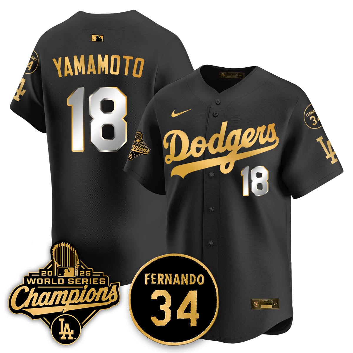 Los Angeles Dodgers 2025 World Series Champions Jersey - All Stitched