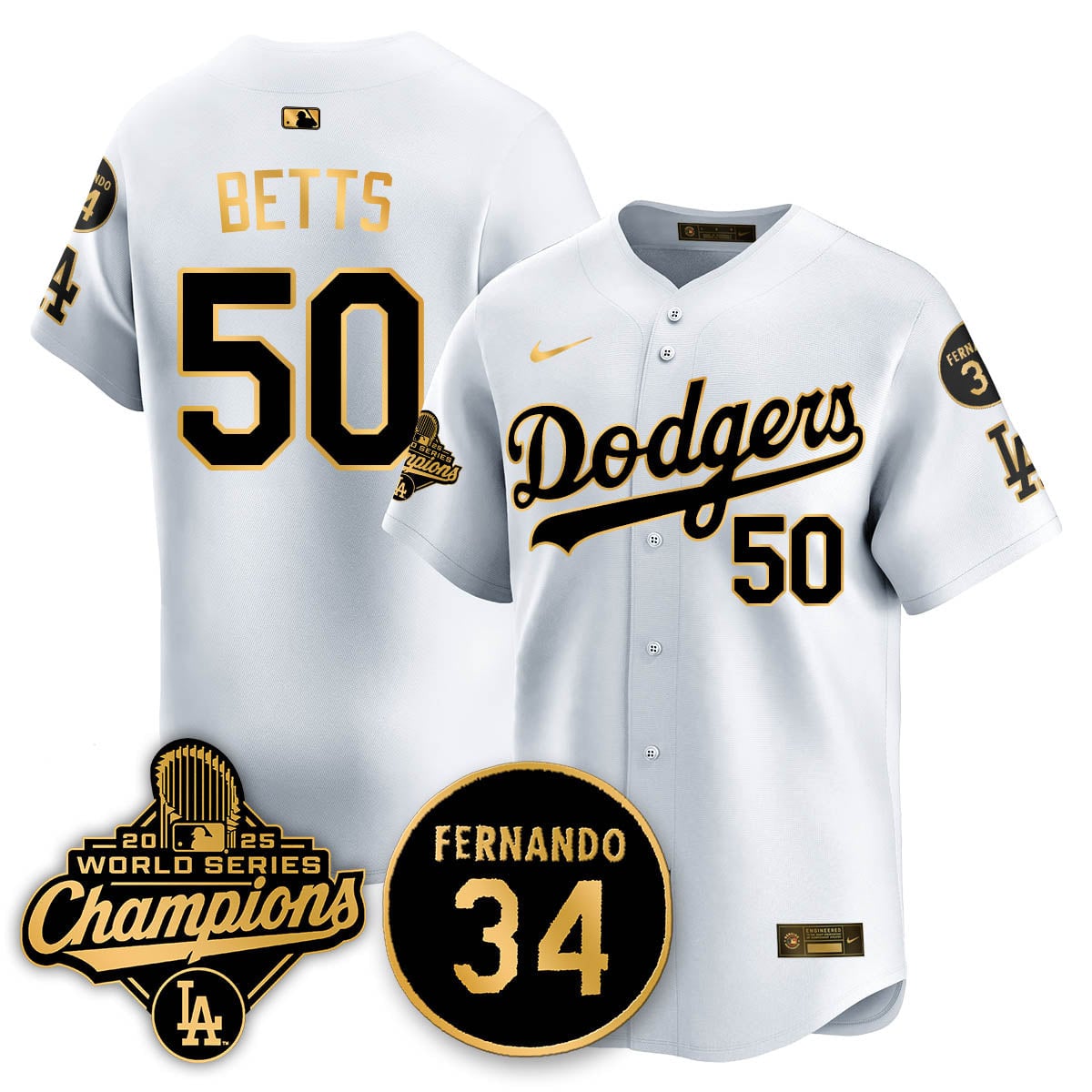 Los Angeles Dodgers 2025 World Series Champions Jersey - All Stitched
