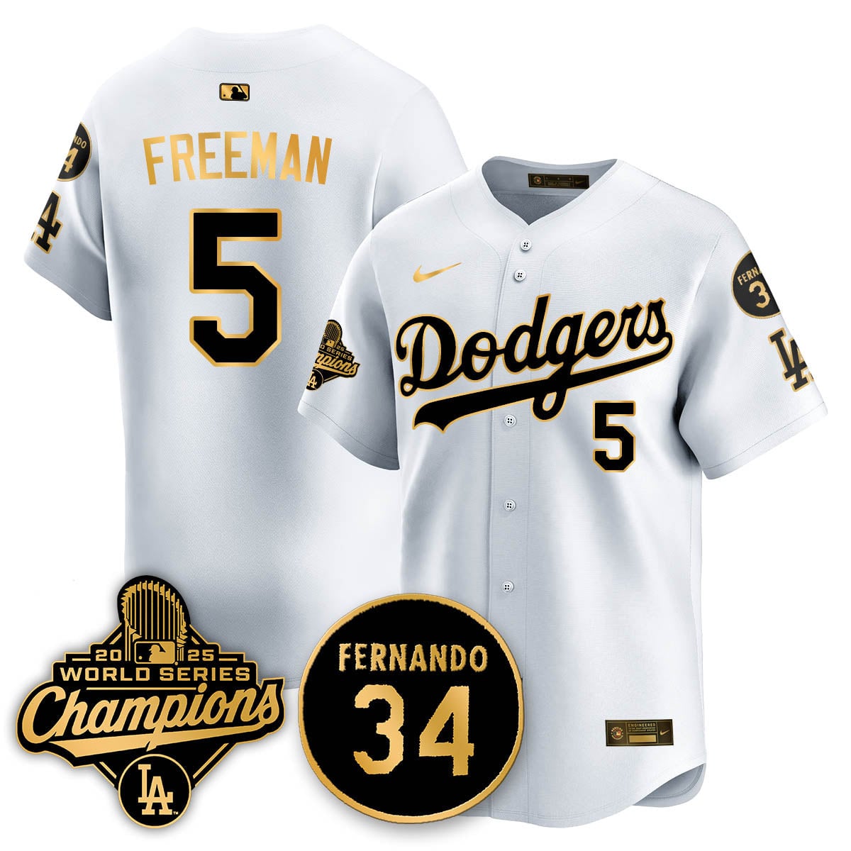 Los Angeles Dodgers 2025 World Series Champions Jersey - All Stitched