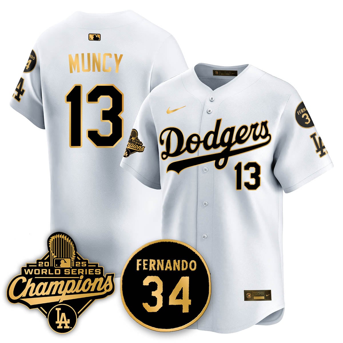 Los Angeles Dodgers 2025 World Series Champions Jersey - All Stitched