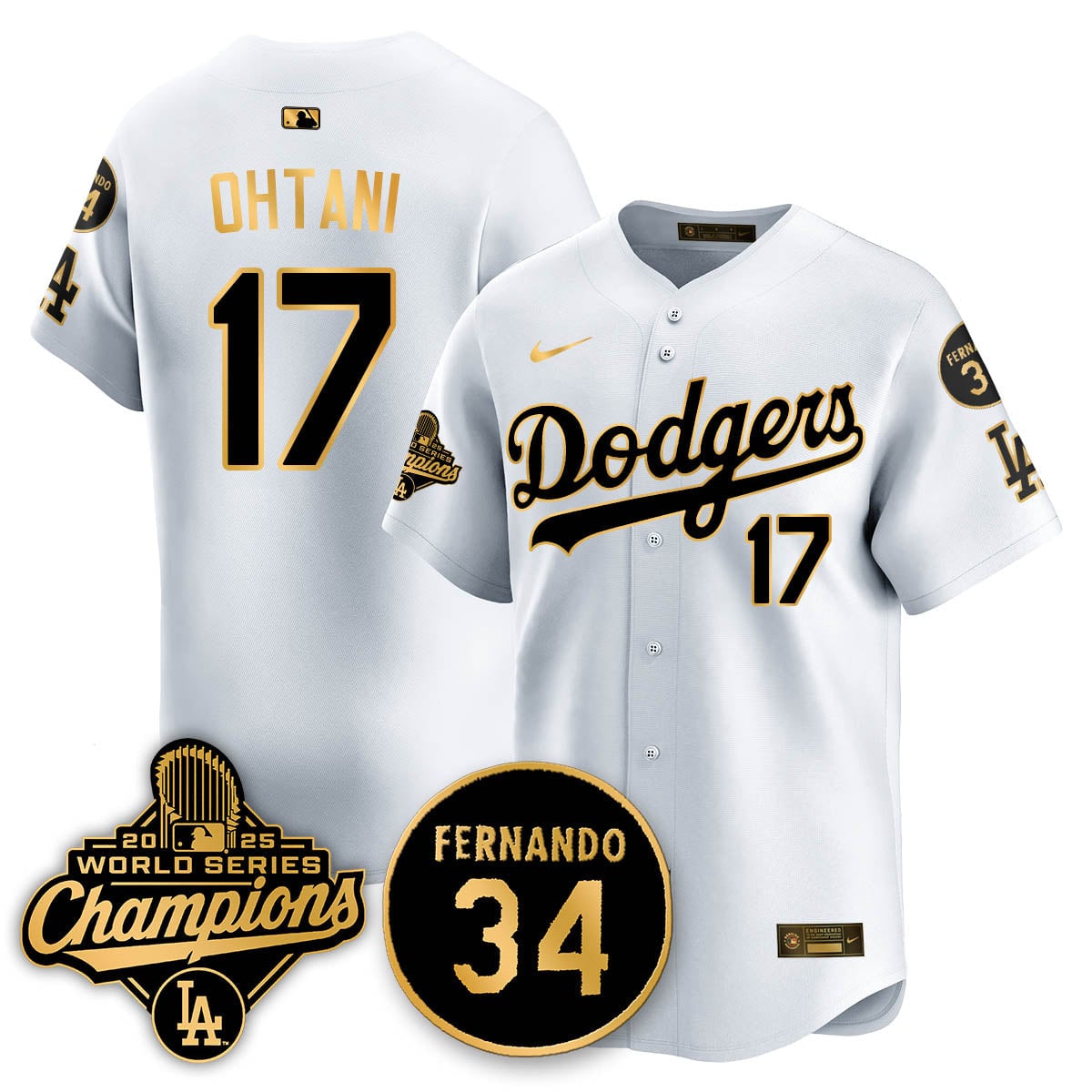 Los Angeles Dodgers 2025 World Series Champions Jersey - All Stitched