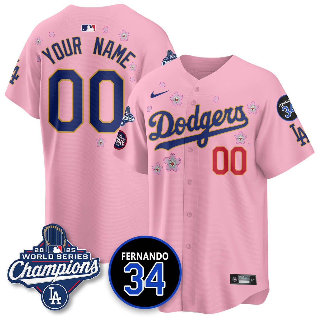 Los Angeles Dodgers Tokyo 2025 World Series Champions Custom Jersey - All Stitched