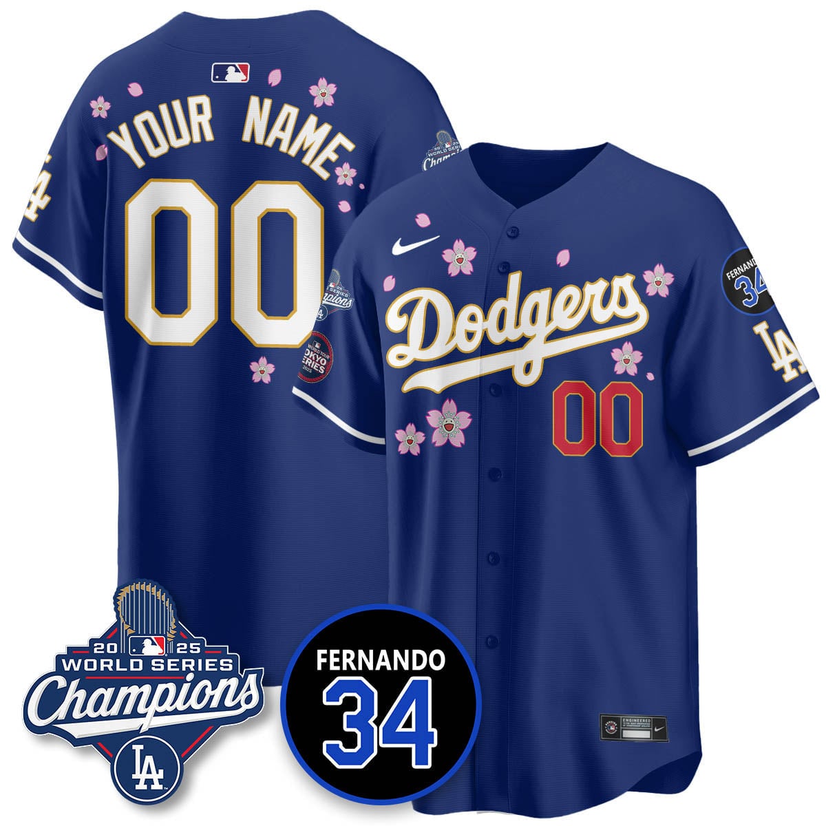 Los Angeles Dodgers Tokyo 2025 World Series Champions Custom Jersey - All Stitched