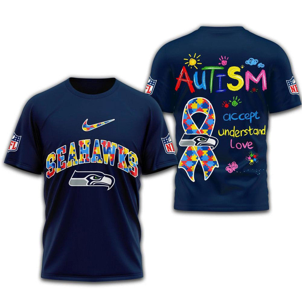 NFL Seattle Seahawks 2025 Autism Awareness Shirt Seattle Seahawks Merch Gifts For Football Fan